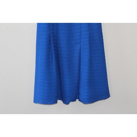 Nanette Lepore Womens Blue Cap Sleeve Textured Fit Flare Dress 4 - Picture 3 of 5